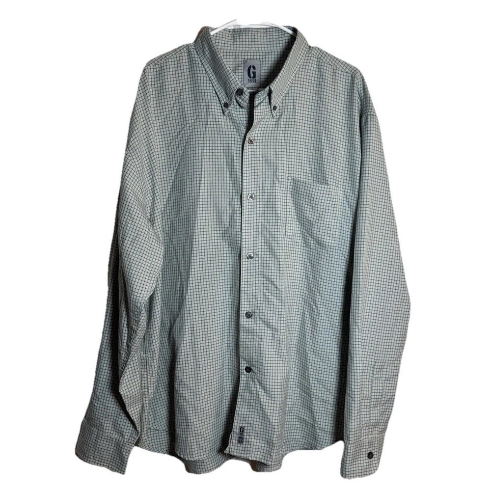 Vintage Guess Jeans Men XXL Green Check Button Down Shirt Y2K 2000s